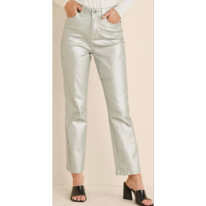 NWT Women's VENUS Silver Metallic Straight Leg Jeans Size 4